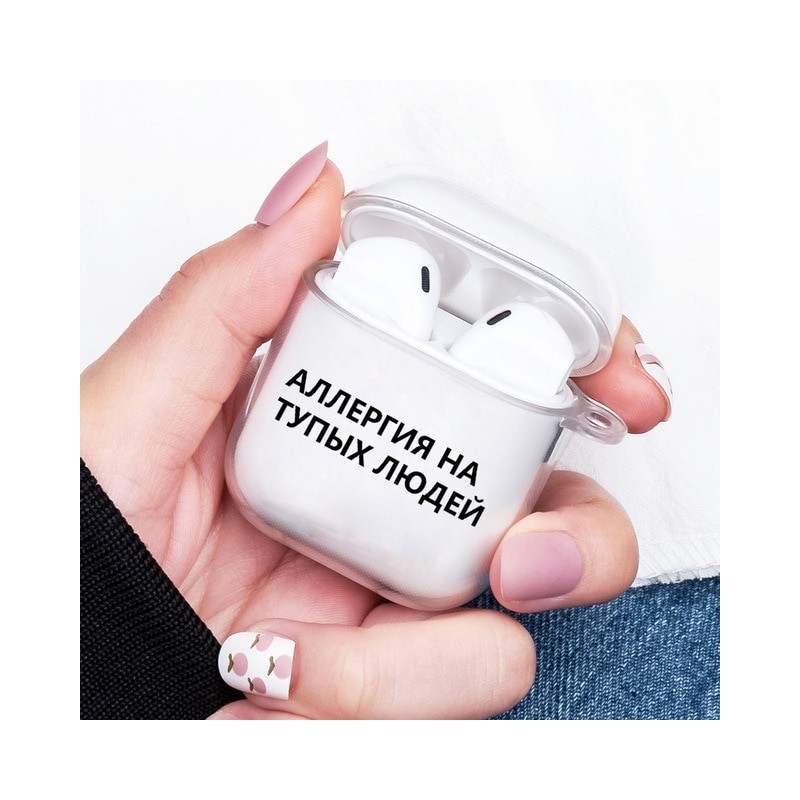Funda protectora con eslogan para Apple AirPods 1 y 2, funda suave y transparente con frase rusa divertida, accesorios para auri