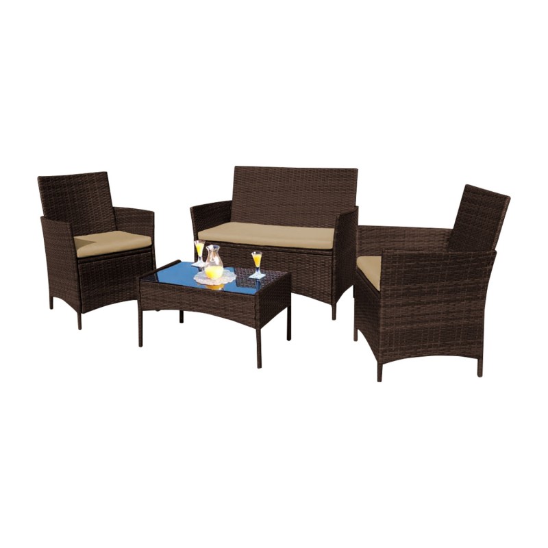 Juego de Terraza Rattan 4 Piezas. Muebles de terrazas, Muebles Baratos