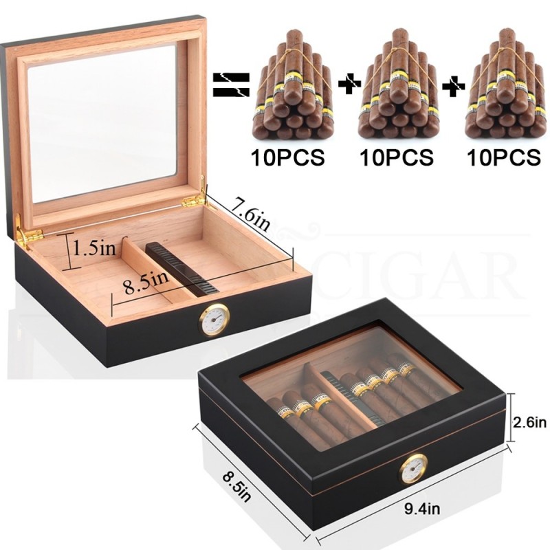 Caja de viaje de madera de cedro para cigarros, Humidificador portátil, higrómetro, caja de Sigaren para COHIBA Internacional