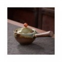 Tetera de cerámica con mango de madera, olla con mango lateral, filtro de Kung Fu Oolong para el hogar, fabricante de té, cer...