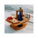Mesa de Picnic portátil de madera, mesa de vino plegable con asa de transporte, soporte extraíble para copas de vino, bandeja...