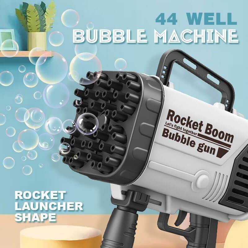 Lanzador de cohete en forma de burbuja para niños, máquina de burbujas eléctrica de 44 agujeros, soplador automático, pistola...